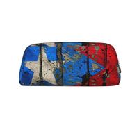 Hingor Portalápices de papel pintado con estampado de bandera de Puerto Rico con cremallera para cosméticos, papelería, bolso, estuche de viaje, Silver, Talla única, Bolsa para monedas