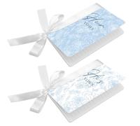HINGTAI 2 libros de votos de boda en azul y blanco con lazo, libros de votos personalizados, suministros de decoración para él y para ella, decoraciones para oficiantes adecuadas para ceremonias de