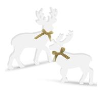HINGTAI 2 Piezas de decoración navideña de Reno, decoración de Reno de Madera, Figura rústica de Reno de Navidad, Decoraciones de Mesa de Invierno de Navidad, decoración Interior de Reno de Navidad