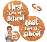 HINGTAI Letrero escolar de madera, 2.5 x 3.5 pulgadas, tablero del primer y último día de escuela, doble cara, corte 3D, decoración de hitos educativos y escolares