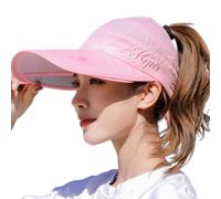 HINGTAT Sombrero de visera para mujer, de ala ancha, para golf, protección solar, para playa, jardín, tenis, correr, sombrero de parasol, rosa, Talla única