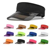 HINGTAT Viseras de sol de 12 colores para mujer, gorra de plástico transparente con protección UV, color caramelo, visera transparente, gorra de póquer, gorra de póquer ajustable para golf y tenis,