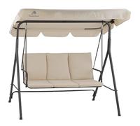 HinHocker Columpio Hollywood de 3 plazas con toldo | Beige | soporta hasta 250 kg | Hamaca oscilante, Banco columpio para exteriores | Columpio de jardín, Silla columpio | Columpio suave, Columpio de