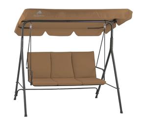 HinHocker Columpio Hollywood de 3 plazas con toldo | Marrón | soporta hasta 250 kg | Tumbona balanceante, Banco columpio para exteriores | Columpio de jardín, Silla columpio | Columpio suave, Columpio