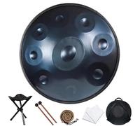 hinhoo 22 Inch D Minor Handpan Drum for Adults, 440Hz 9/10 / 12 Notes Hand Drum with Soft Bag, Mallet, Braid, Stand and Dust Cloth(Blue,9-Note)