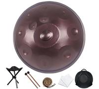 hinhoo 22 Inch D Minor Handpan Drum for Adults, 440Hz 9/10 / 12 Notes Hand Drum with Soft Bag, Mallet, Braid, Stand and Dust Cloth(Purple,12-Note)