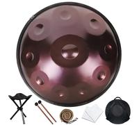 hinhoo 22 Inch D Minor Handpan Drum for Adults, 440Hz 9/10 / 12 Notes Hand Drum with Soft Bag, Mallet, Braid, Stand and Dust Cloth(Purple,9-Note)