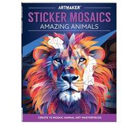 Hinkler Art Maker - Mosaico de calcomanías con animales increíbles, pintura por calcomanía, libro de calcomanías para adultos, libro de calcomanías de animales para adultos, libros de rompecabezas