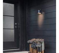 HINKLEY Aplique de exterior Scout, negro, IP44, 16,5 cm x 16,5 cm True