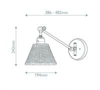 HINKLEY Aplique de pared Arti, color latón/natural, ratán, acero True