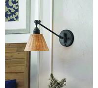 HINKLEY Aplique de pared Arti, negro/natural, ratán, acero True