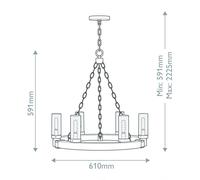 HINKLEY Lámpara de araña Collier, 5 luces, negro, acero, cristal, E27