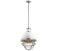 HINKLEY Lighting Elstead Kichler Tollis Lámpara colgante Globe de níquel cepillado y blanco