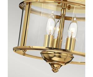 HINKLEY Plafón Gentry, 3xE14, latón pulido/transparente