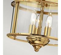 HINKLEY Plafón Gentry, 3xE14, latón pulido/transparente True