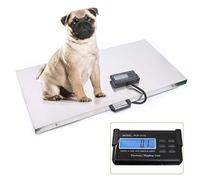 HINOPY Báscula veterinaria electrónica, 103 x 53 cm, báscula grande para mascotas, báscula de suelo, báscula de acero inoxidable, hasta 300 kg, LCD externa, unidad de pesaje kg/oz/lb