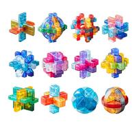 Hinourisha 12 piezas de plástico de cristal cerebral rompecabezas lógica rompecabezas de pensamiento rompecabezas rompecabezas de la tarea de pensamiento IQ juegos IQ prueba desafío juguete 3D