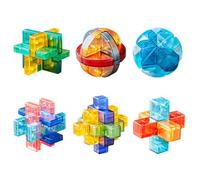 Hinourisha 6 piezas de plástico de cristal cerebral rompecabezas lógica rompecabezas de pensamiento rompecabezas rompecabezas de la tarea de pensamiento IQ juegos IQ prueba desafío juguete 3D
