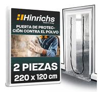 Hinrichs 2 protectores para puerta con cremallera, 220 x 120 cm, para puerta de construcción, transparente, con cremallera, lámina protectora para pintor, protección contra el polvo y la suciedad