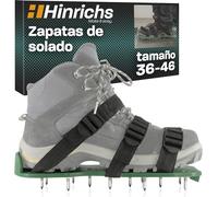 Hinrichs Zapatos Aireador para Cesped - 2 Zapatos de Aireador de Cesped Suela de 30 x 13,3 cm y Púas de 25 mm; Zapatos de Aireador Jardin de Tamaño Ajustable - Aireador Cesped Rodillo