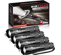 HinsGEAR Linternas LED 4 Piezas, Super Brillante Linternas de Aluminio con 1 Modo de Luz, Flashlight de Mano Impermeable Enfoque Ajustable para Camping, Senderismo, Emergencia