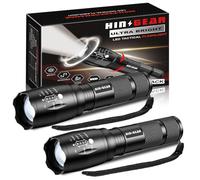 HinsGEAR Paquete de 2 linternas de 1 modo, linterna táctica LED superbrillante con zoom de alto lúmenes, resistente al agua, luz de bolsillo portátil para emergencia, camping, hogar y regalo, SL2000