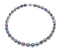 HinsonGayle - Collar de perlas cultivadas en agua dulce, de forma barroca, de 10 a 11 mm, seleccionadas a mano, grado AAA (plateado 45,7 cm)