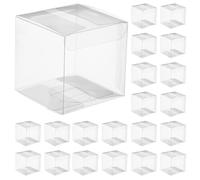 HINTRMENT 100 Piezas Cajas Plástico Transparentes Pequeñas PVC Resistentes para Regalos y Dulces Cajas Decorativas para Bodas Shower y Fiestas Envases Cuadrados para Pasteles y Macarons