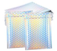 HINTRMENT 12 Sobres de Burbujas Lámina Holográfica, Bolsas de Envío Acolchadas Selladas, Tamaño Pequeño, Resistentes a Impactos para Embalaje y Protección de Productos, Paquete de 12