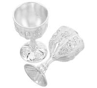 HINTRMENT 2 Copas de Vino de Aleación Plata Estilo Retro Grabado Medieval, Diseño Elegante y Funcionalidad Dual para Cócteles y Decoración del Hogar
