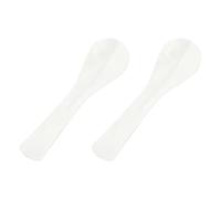 HINTRMENT 2 Cucharas Pequeñas de Concha Beige para Postre y Cocina, Cómodas para Mezclar Bebidas y Comer Helado, Paquete de 2 Unidades Bordes Redondeados