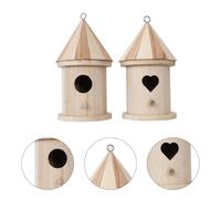 HINTRMENT 2 Piezas de Nido de Pájaro de Madera para Colgar, Casa de Pájaros DIY Puerta en Forma de Corazón y Redonda, Decoración Práctica para Jardín y Manualidades Infantiles