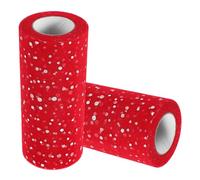 HINTRMENT 2 Rollos de Tul Lentejuelas Rojas de Poliéster, Tela Brillante Ligera para Manualidades y Decoraciones en Bailes y Eventos