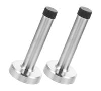 HINTRMENT 2 Topes de Puerta Montados en Pared de Acero Inoxidable Punta de Goma para Proteger Paredes y Puertas en Oficina o Baño, Pack de 2 Unidades Plateadas