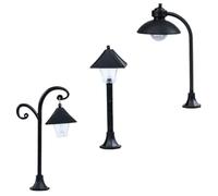 HINTRMENT 3 Piezas de Lámparas Modelo de Plástico Negro para Decoración Luminosa de Jardín, Batería Incluida, Ideales para Mini Paisajes y Adornos de Cultivo en Maceta