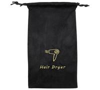 HINTRMENT Bolsa para Secador de Pelo de Terciopelo Negro 19X35 CM Cordón Bolsa de Almacenamiento Portátil para Viaje y Hotel Funda Lavable y Reutilizable para Secadora