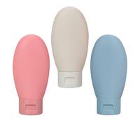 HINTRMENT Botellas Rellenable de Silicona 60 Ml, Set de 3 Envases para Cosméticos, Dispensador Portátil Antidesbordamiento para Champú, Loción y Gel de Ducha, Adecuado para Viaje y