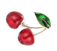 HINTRMENT Broche de Fruta en Forma de Cereza de Cobre y Resina para Mujer, Accesorio Creativo para Bufandas y Trajes en Graduaciones