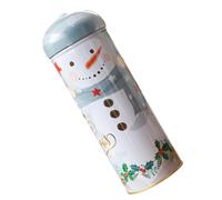 HINTRMENT Caja de Hojalata Diseño para Guardar Dulces y Galletas Navideña Reutilizable, Color Blanco para Uso Diario y Fiestas de Navidad