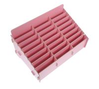 HINTRMENT Caja Organizadora de Escritorio de Madera para Celulares 24 Compartimentos Color Rosa Soporte para Teléfono Móvil Organizador Compacto para Oficina Aula y Sala de Reuniones