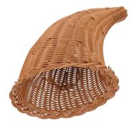 HINTRMENT Cesta de Cornucopia Tejida a Mano para Pan y Soporte para Alimentos, Multipropósito sin Olor, Estilo Vintage Khaki Adecuado para Hogar y Restaurante