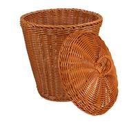 HINTRMENT Cesta de Ratán de Imitación con Tapa para Almacenamiento Multifuncional, Capacidad Razonable, Diseño Natural y Reutilizable para Sala o Estudio