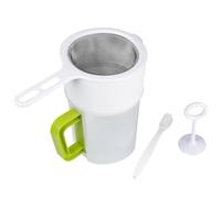 HINTRMENT Colador de Leche de Soja 1.5l Filtro Fino Reutilizable, Taza Coladora Multiusos para Jugo y Yogur, Incluye Cepillo y Cuchara Filtro, Resistente a Alta Temperatura para Cocina