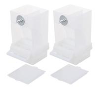 HINTRMENT Comedero Automático para Pájaros de Acrílico Blanco Diseño Anti-Salpicaduras, Recoge Cáscaras y Se Puede Colgar Dentro o Fuera Jaula, Paquete de 2 Unidades
