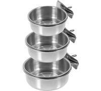 HINTRMENT Comederos para Pájaros de Acero Inoxidable 3piezas Cuenco de Agua Antiderrame para Jaula de Loro, Diseño Estable Que Previene Derrames de Alimento en Canarios y Aves