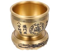 HINTRMENT Cuenco de Latón Dorado Almacenamiento Multifuncional y Símbolo de Prosperidad con Base Estable, Escultura Vintage Tradicional China para Adorno de Hogar y Oficina