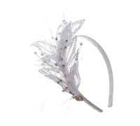 HINTRMENT Diadema de Plumas Color Marfil para Boda y Compromiso, Accesorio Cabello Estructura Ergonómica y Aleación de Zinc, Diseño Romántico y Delicado