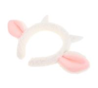 HINTRMENT Diadema para Mujer Cuernos de Oveja y Orejas de Peluche en Color Claro, Banda Pelo de Dibujos Animados, Diadema Linda para Cosplay, Halloween y Fiestas, Accesorio Cómodo