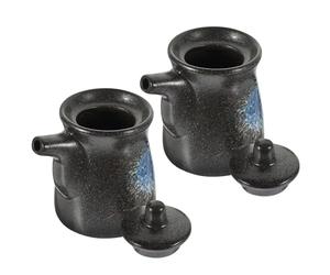 HINTRMENT Juego de 2 Recipientes de Cerámica para Salsa de Soya Estilo Japonés, Dispensador Negro para Condimentos que Mantiene Frescura y Previene Contaminación en Cocina