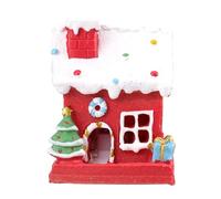 HINTRMENT Mini Casa Navideña de Resina Roja con Luz Led, Textura Suave y Resistente a Rayaduras, Decoración para Supermercados y Ambiente Festivo de Navidad